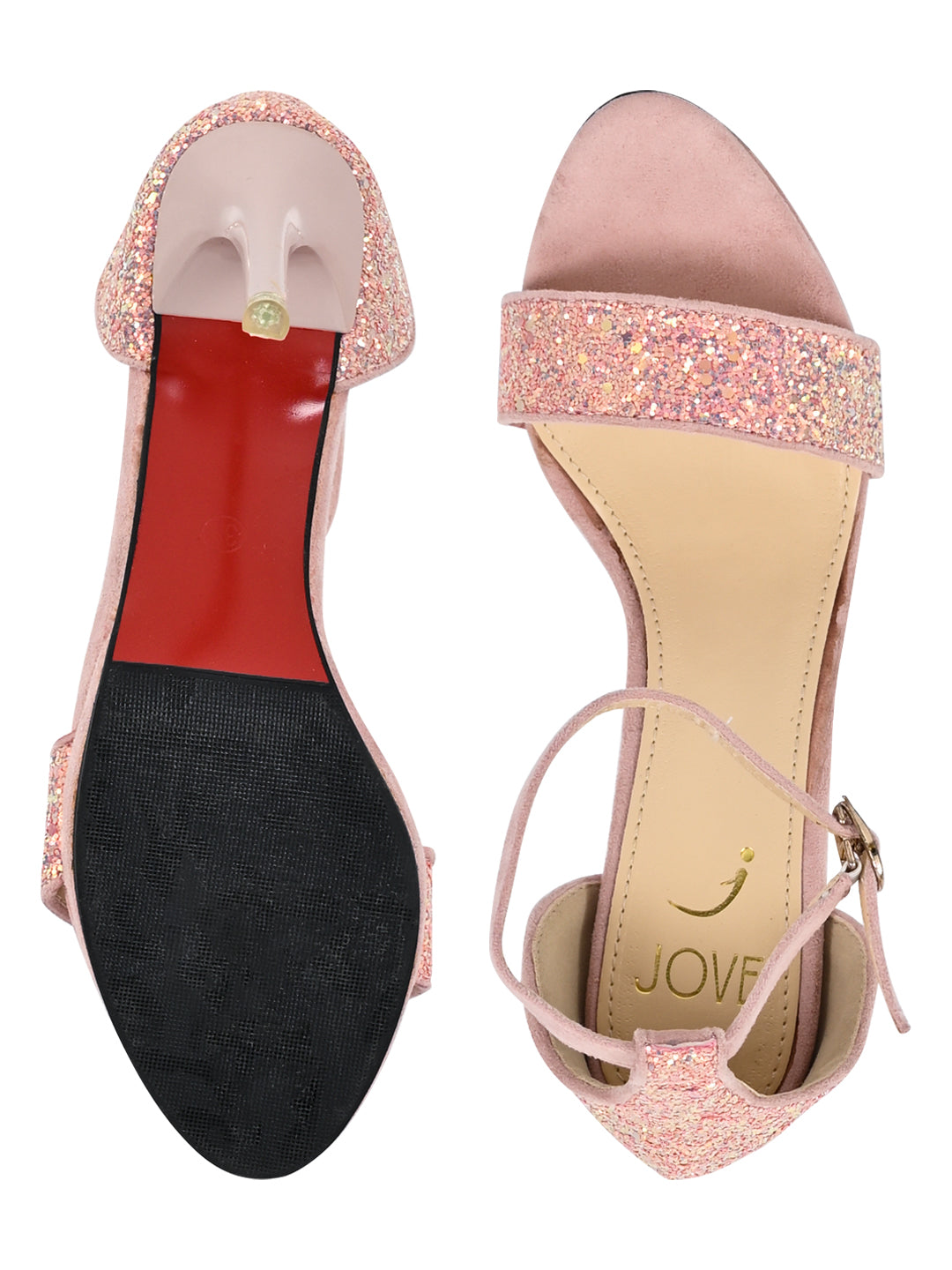 Jove Women's Open Toe Stilettos Pink