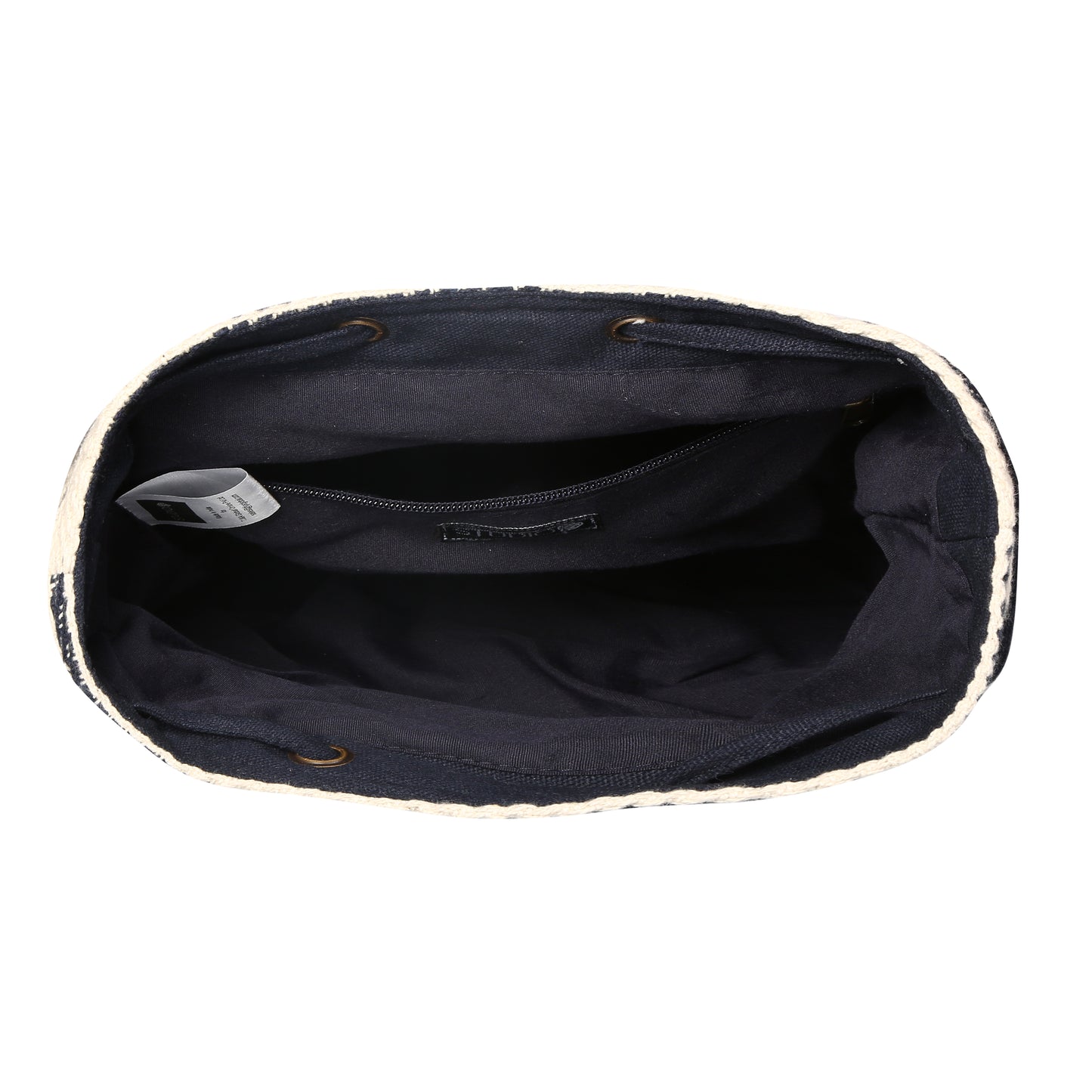 Women's Crossbody Cream and Navy Blue Striped Bucket Bag