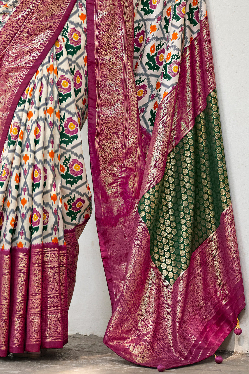 In-Sattva Women's Heritage Handloom Deluxe Tussar Silk Saree; Wine Lavender