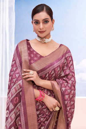 In-Sattva Women's Heritage Handloom Dola Silk Saree; Magenta Pink