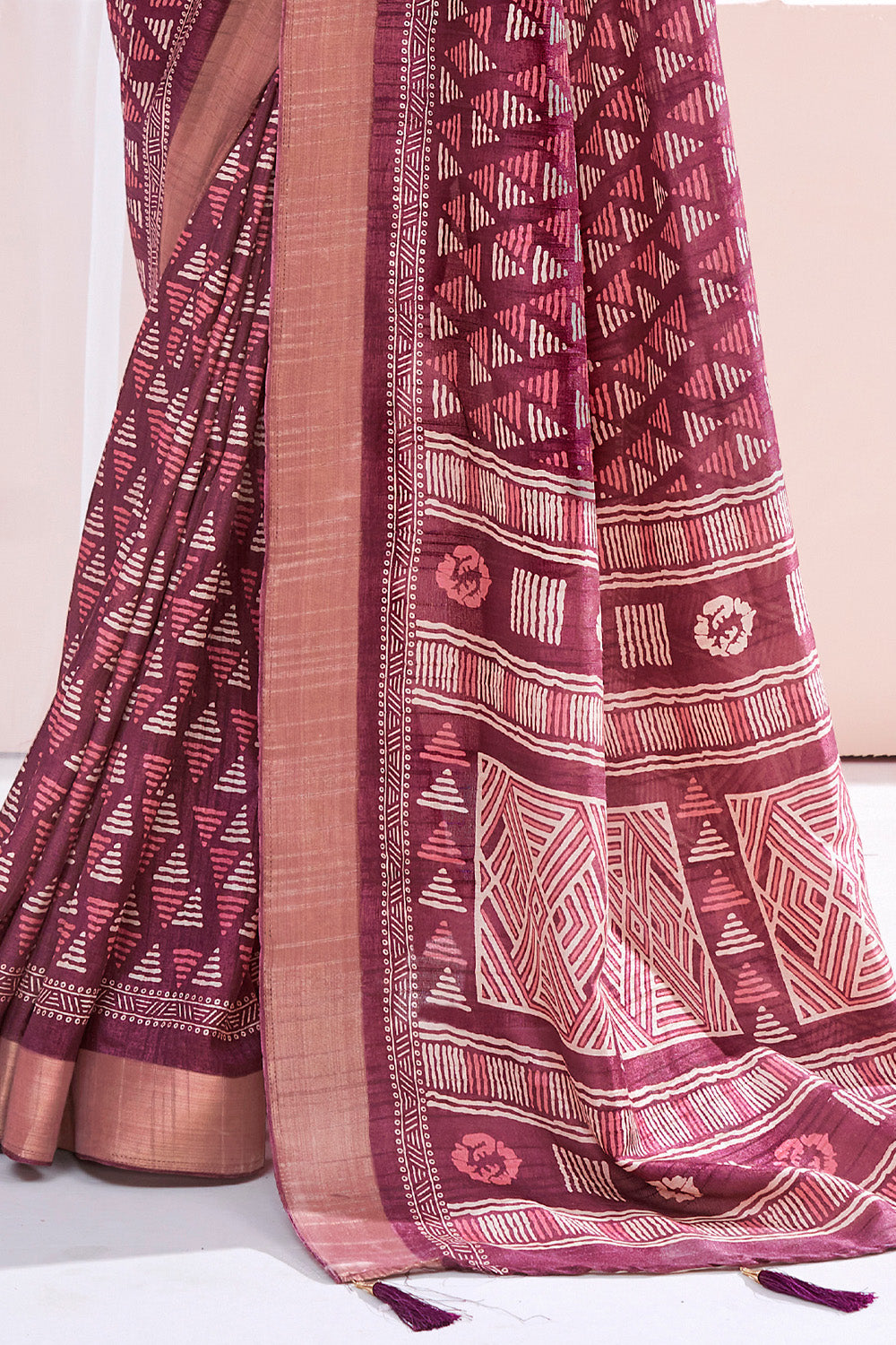 In-Sattva Women's Heritage Handloom Dola Silk Saree; Magenta Pink