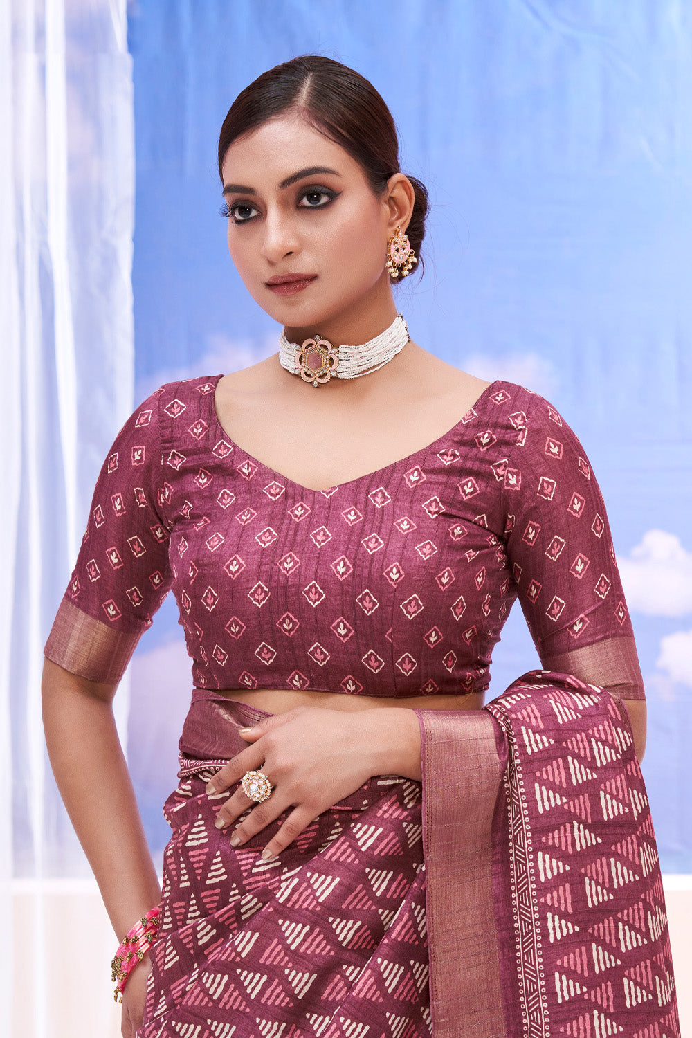 In-Sattva Women's Heritage Handloom Dola Silk Saree; Magenta Pink