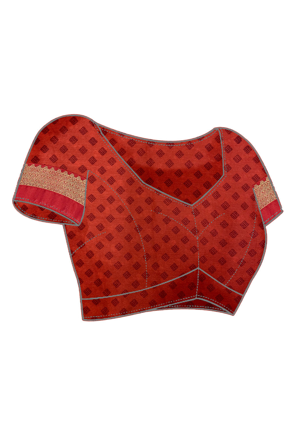 In-Sattva Women's Heritage Moss Chiffon Polka Dot Saree; Crimson Red