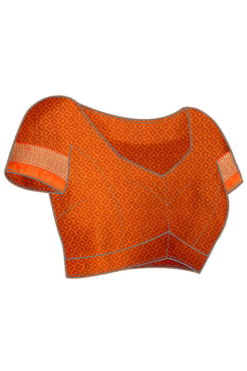 In-Sattva Women's Heritage Moss Chiffon Polka Dot Saree; Tangerine Orange