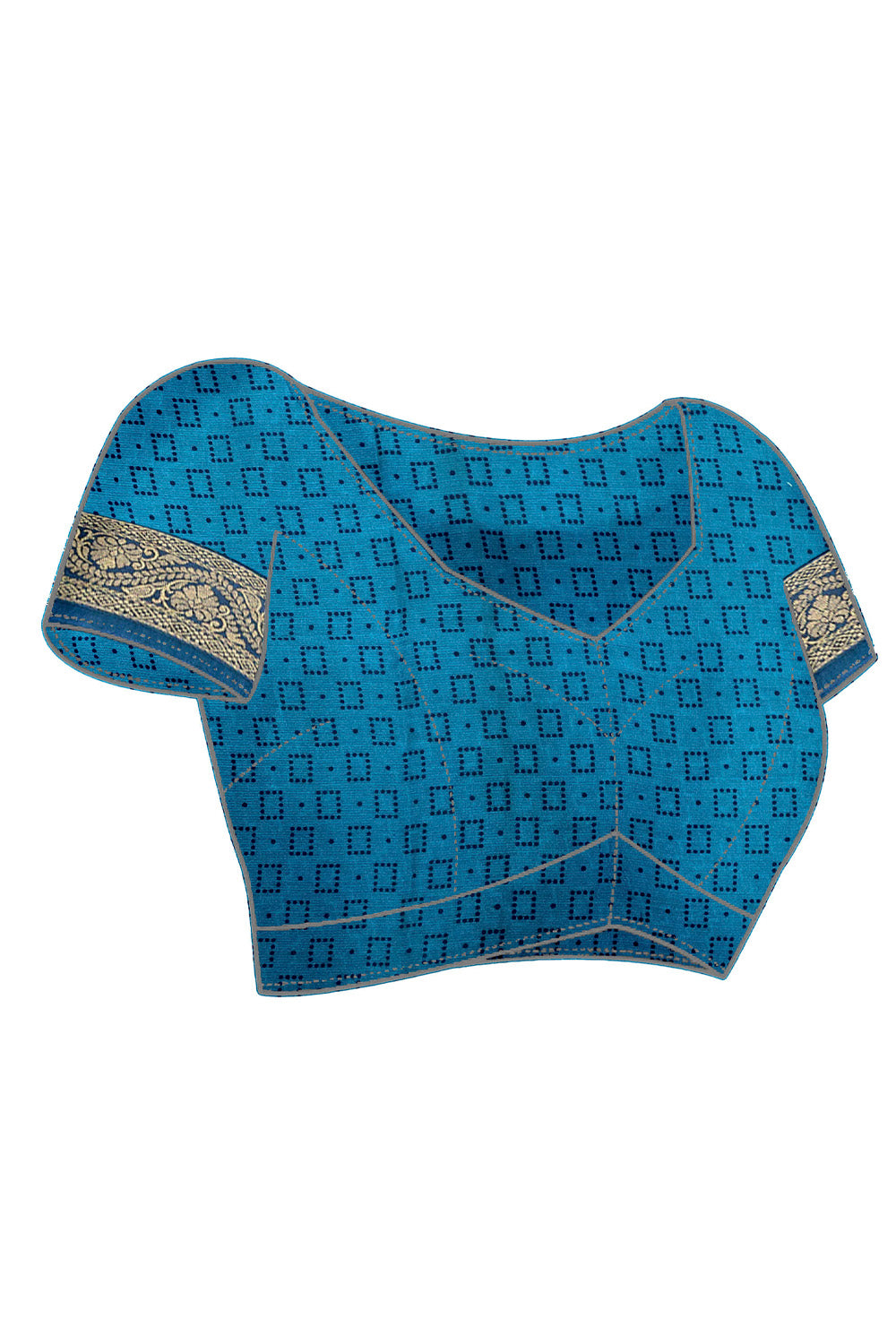 In-Sattva Women's Heritage Moss Chiffon Polka Dot Saree; Admiral Blue
