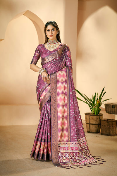 In-Sattva Women's Abstract Print Handloom Dola Silk Saree; Flushed Sapphire