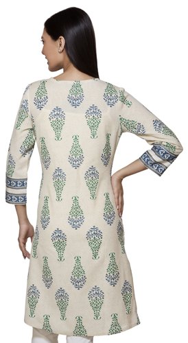 Womens Indian Ethnic Kurta Tunic with Bright Printed & Embroidery