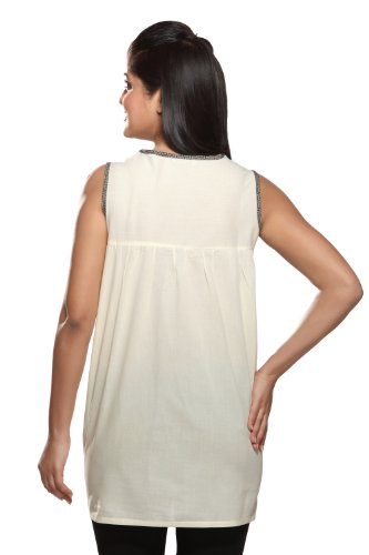 Women's Indian Sleeveless White Kurti