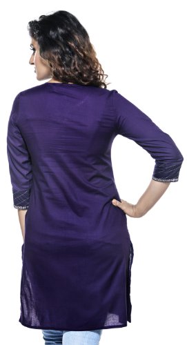 Womens Indian Ethnic Embroidered Neck & Sleeve Casual Kurta Tunic