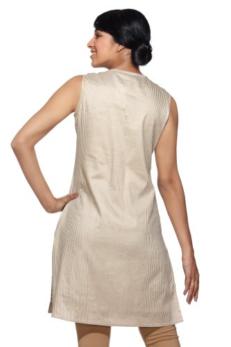 Women's Indian MixNMatch Sleeveless Beige Kurta