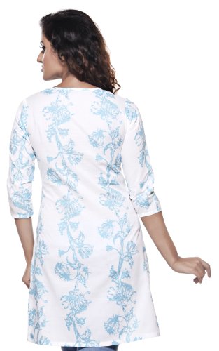 Womens Indian Ethnic Glitter Print Kurta Tunic-Blue