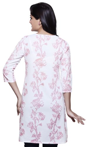 Womens Indian Ethnic Glitter Print Kurta Tunic-Pink