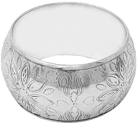 Handmade Floral Metal Napkin Rings for Dinners, Weddings, Banquets, and Special Occasions; Silver