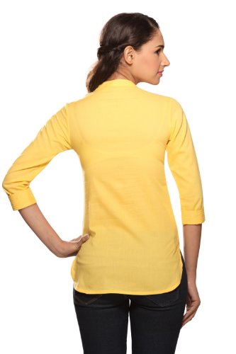 Women's Indian Cotton Printed Kurti-Yellow
