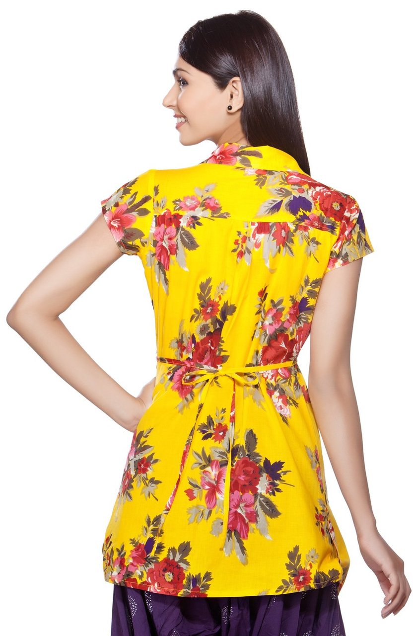 Akkriti Womens Indian Ethnic Floral Kurta Tunic Front Pleats and Collar ÌÎÌ_Ì´åÇÌÎÌ__ÌÎÌ_ÌÎ_ÌÎÌ_Ì´åÌÎÌ_ÌÎ_ÌÎÌ_Ì´å« Back