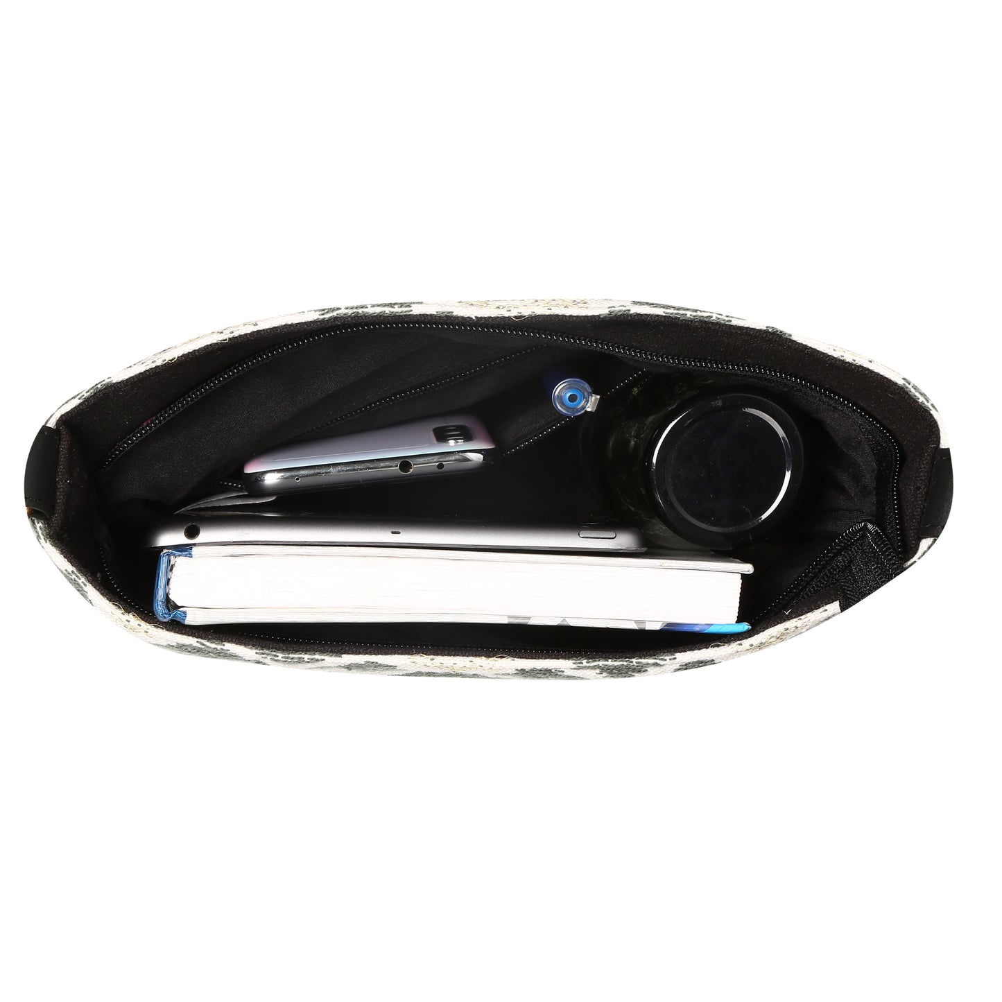 Women's Crossbody Black and White Diamond Satchel Bag