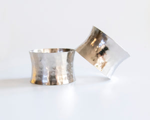 Handmade Solid Metal Hammered Napkin Rings for Dinners, Weddings, Banquets, and Special Occasions; Silver