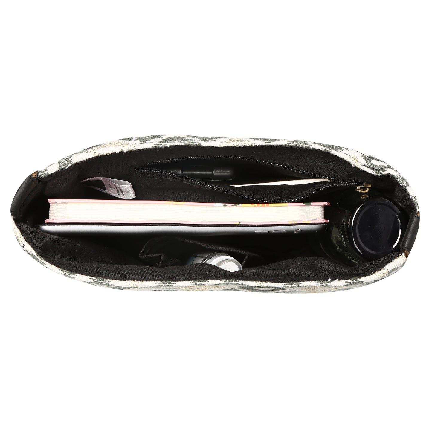 Women's Crossbody Black and White Diamond Textured Bag