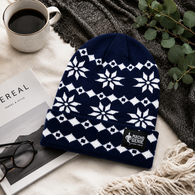 Macho Genie Men’s Nordic Knitted Beanie Cap – Navy Blue