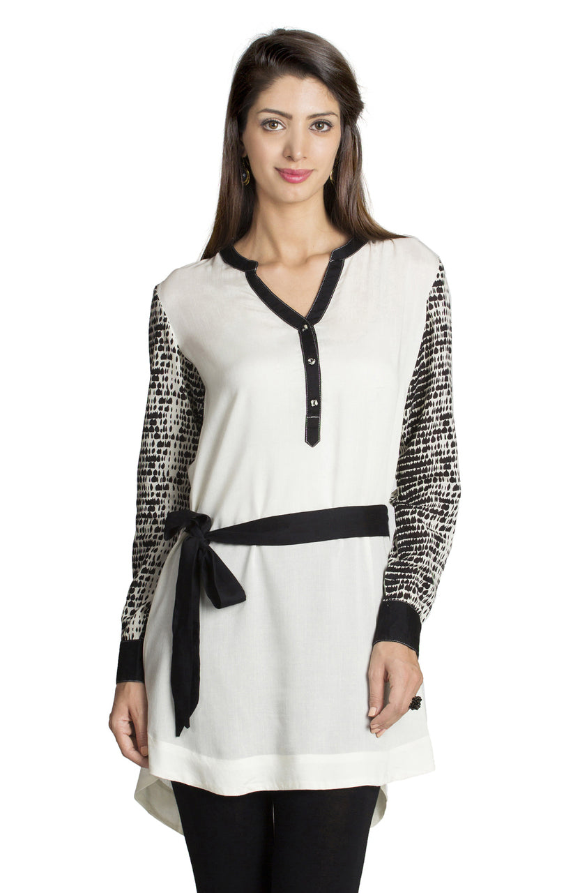 MOHR Women's Tunic Shirt with Printed Sleeves Ì´Ì_ÌÎÌÌÎÌ¥ Front