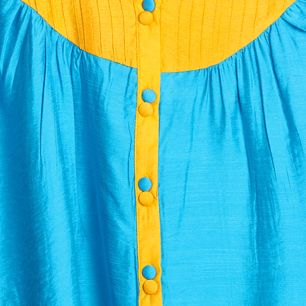 MOHR Women's Blue Sleeveless Tunic Shirt with Pintuck Yoke Ì´Ì_ÌÎÌÌÎÌ¥ Detail