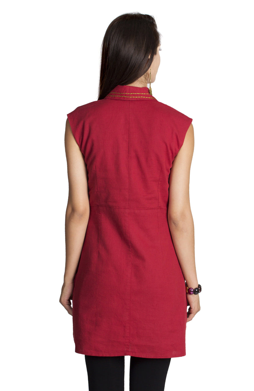 MOHR Women's Dark Red Tunic with Shawl Collar Ì´Ì_ÌÎÌÌÎÌ¥ Back