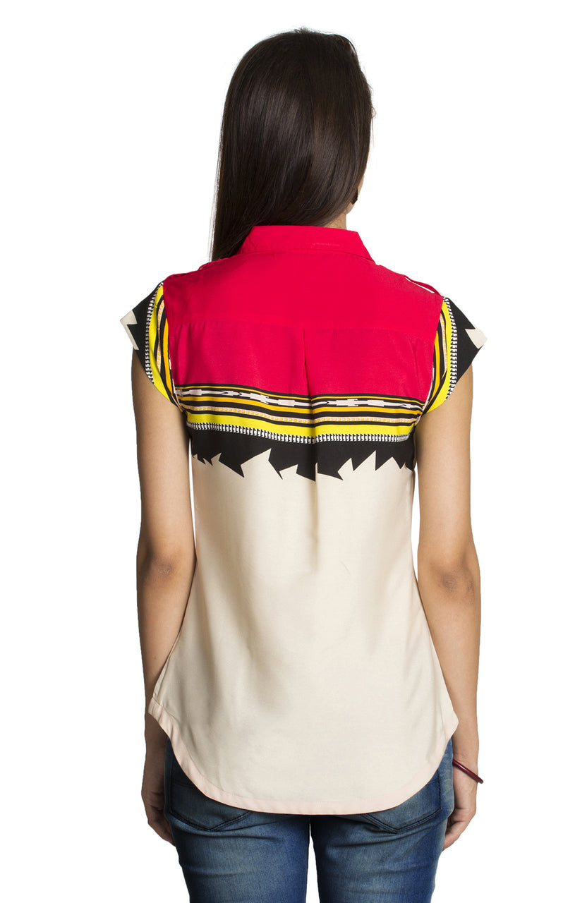 MOHR Women's Shirt with Color Blocking and Abstract Print Ì´Ì_ÌÎÌÌÎÌ¥ Back