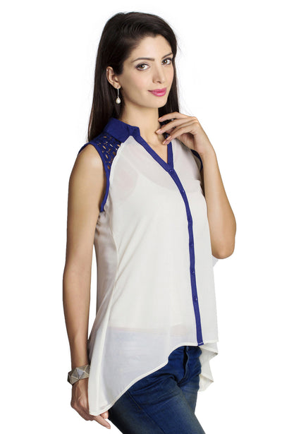 MOHR Women's Shirt with Blue Lace Embellishment Ì´Ì_ÌÎÌÌÎÌ¥ Side