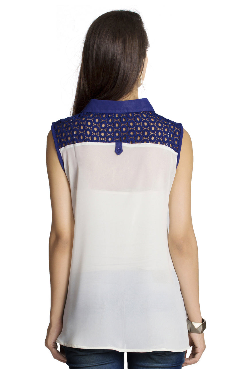 MOHR Women's Shirt with Blue Lace Embellishment Ì´Ì_ÌÎÌÌÎÌ¥ Back