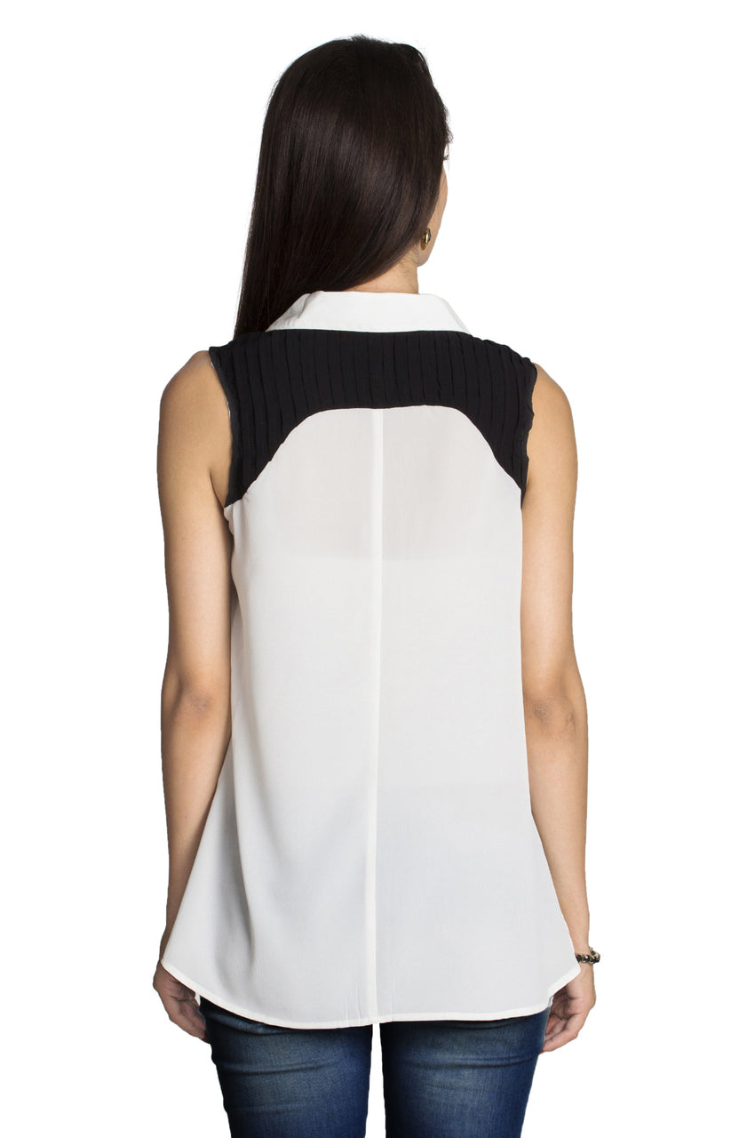 MOHR Women's Sleeveless Shirt with Pleated Button Placket Ì´Ì_ÌÎÌÌÎÌ¥ Back