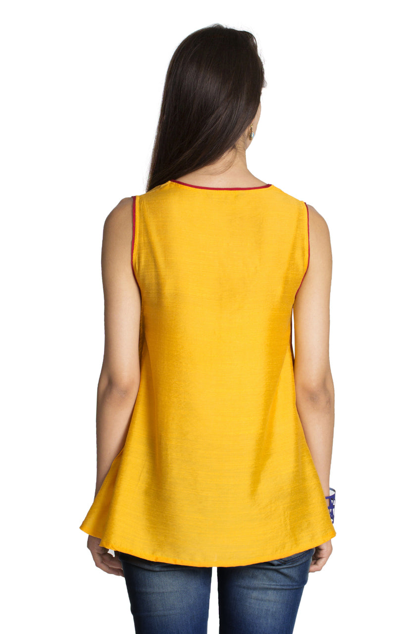 MOHR Women's Dark Yellow Sleeveless Tunic Shirt Ì´Ì_ÌÎÌÌÎÌ¥ Back