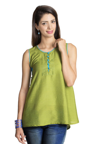 MOHR Women's Dark Green Sleeveless Tunic Shirt Ì´Ì_ÌÎÌÌÎÌ¥ Front