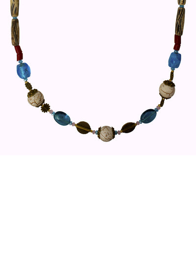 Ivory Tag Cracked White Stone and Carved Bead Necklace ÛÒ Detail