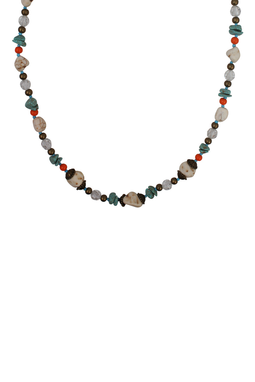Ivory Tag Turquoise and White Cracked Stone Beaded Necklace ÛÒ Detail