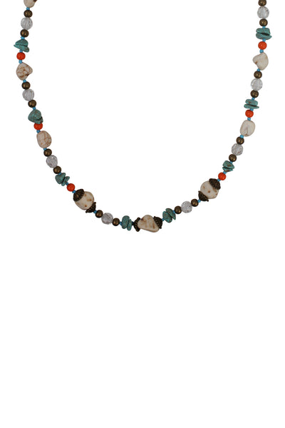 Ivory Tag Turquoise and White Cracked Stone Beaded Necklace ÛÒ Detail