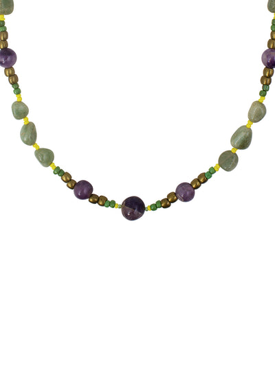 Ivory Tag Purple and Green Stone Beaded Necklace ÛÒ Detail
