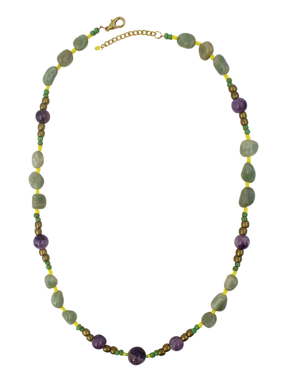 Ivory Tag Purple and Green Stone Beaded Necklace