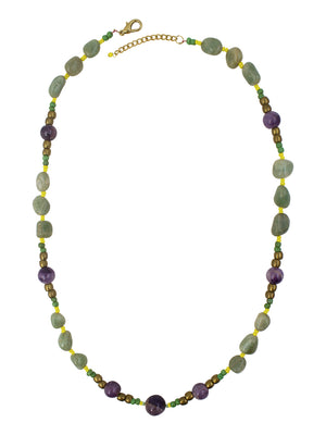 Ivory Tag Purple and Green Stone Beaded Necklace