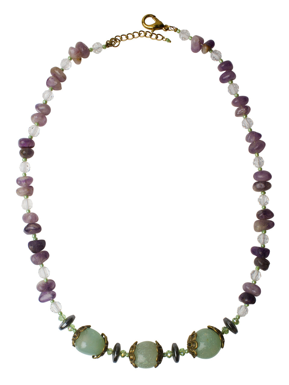 Ivory Tag Purple and Green Stone Necklace