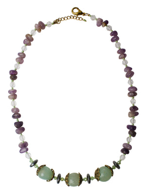 Ivory Tag Purple and Green Stone Necklace