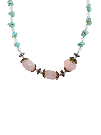 Ivory Tag Turquoise and Powder Pink Stone Necklace ÛÒ Detail