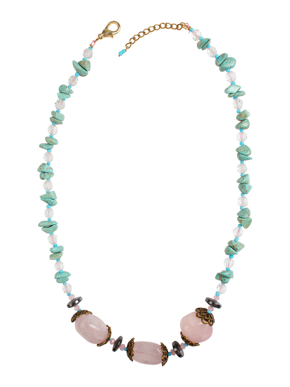 Ivory Tag Turquoise and Powder Pink Stone Necklace