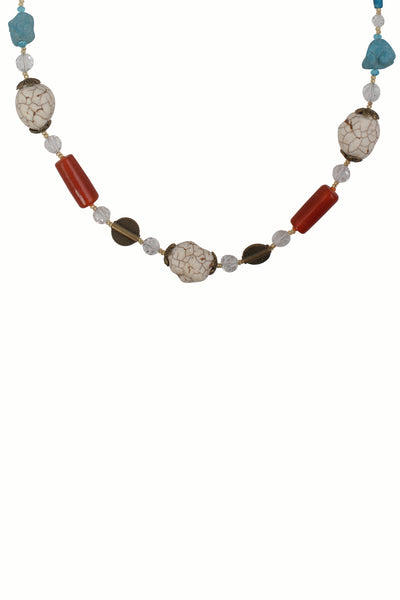 Ivory Tag Cracked White Stone and Beaded Necklace ÛÒ Detaill