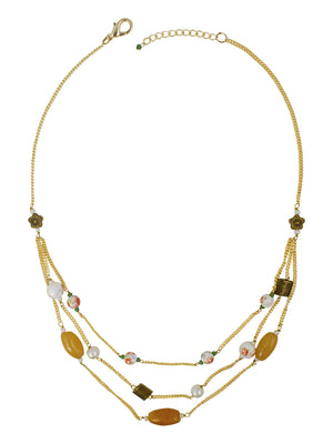 Ivory Tag Floral Beaded Necklace with Pearls