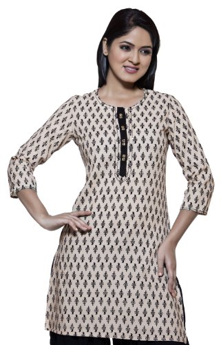 Womens Indian Ethnic Casual Kurta Tunic Beige