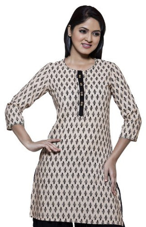 Womens Indian Ethnic Casual Kurta Tunic Beige
