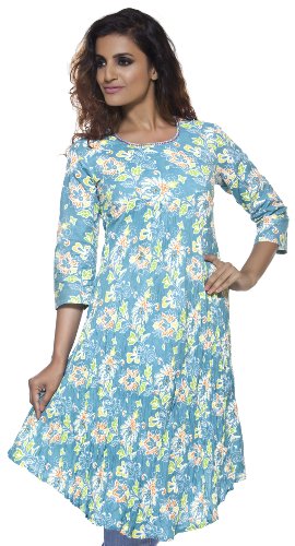 Blue Crushed Kurta Tunic Front