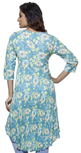 Women's Indian Ethnic Crushed Kali Floral Print Kurta Tunic