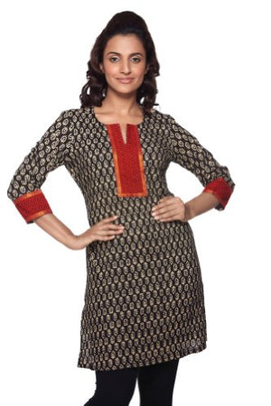 Women's Indian MixNMatch Printed Kurta Black