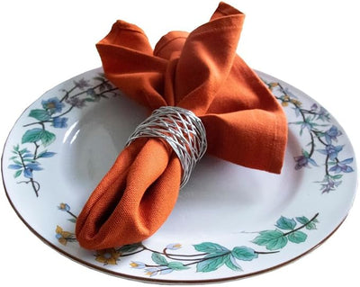 Handmade Artisan Crafted Mesh Metal Dining Napkin Rings, Silver